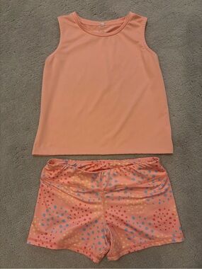 Honesty brand Big Girl’s Peach Coral Tank Shorts Athletic Play Set Preppy XL